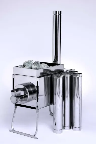 Печь воздухогрейная ИНВЕНТ Экономка средняя нержавеющая сталь 0,8мм со стационарными экранами + короб для камней в сумке 37590