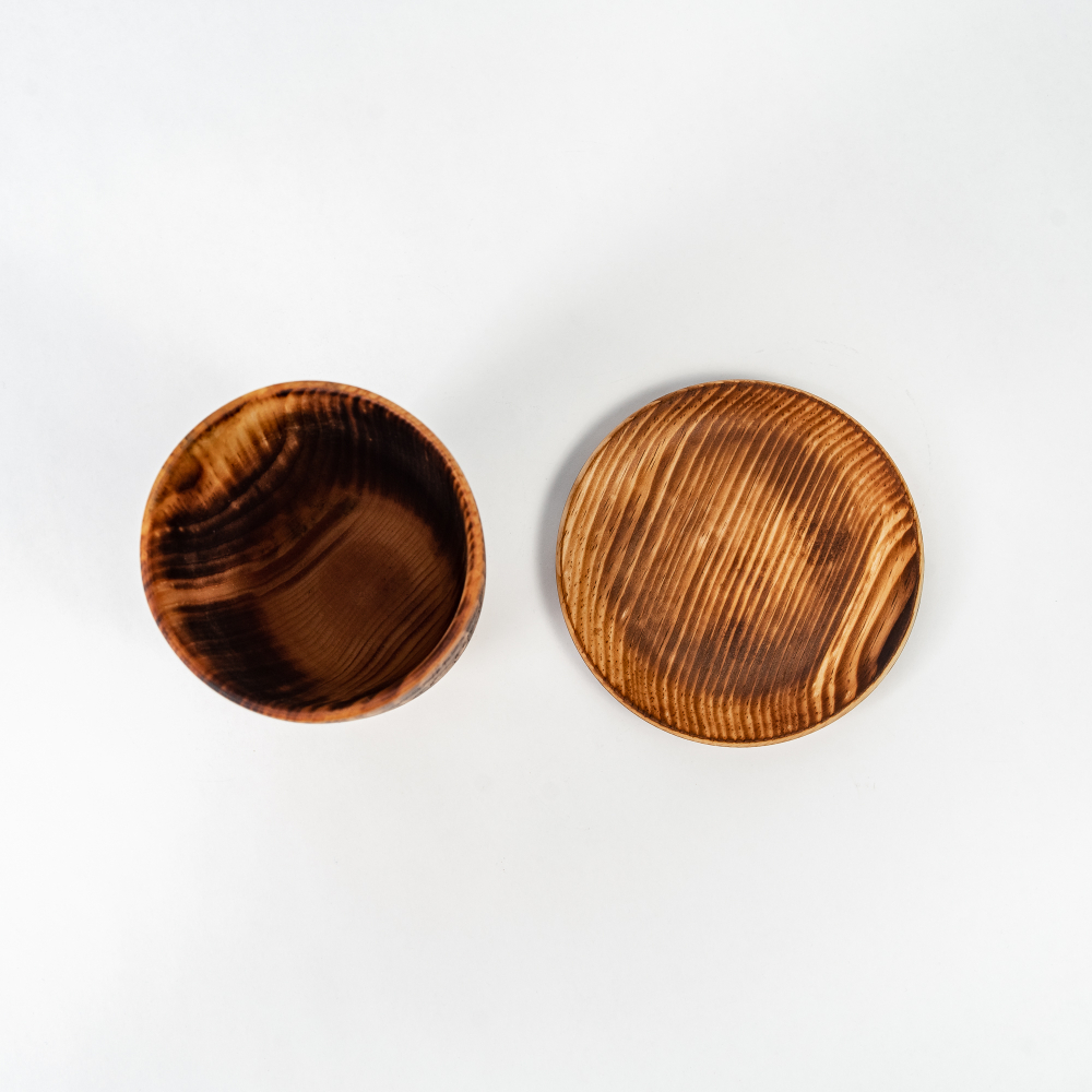 Деревянный пивной набор из сибирского кедра с блюдцем NC34