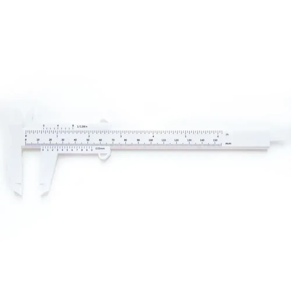 Штангенциркуль пластиковый, 150 мм, ABS пластик, белый/глубиномер/измерительный прибор