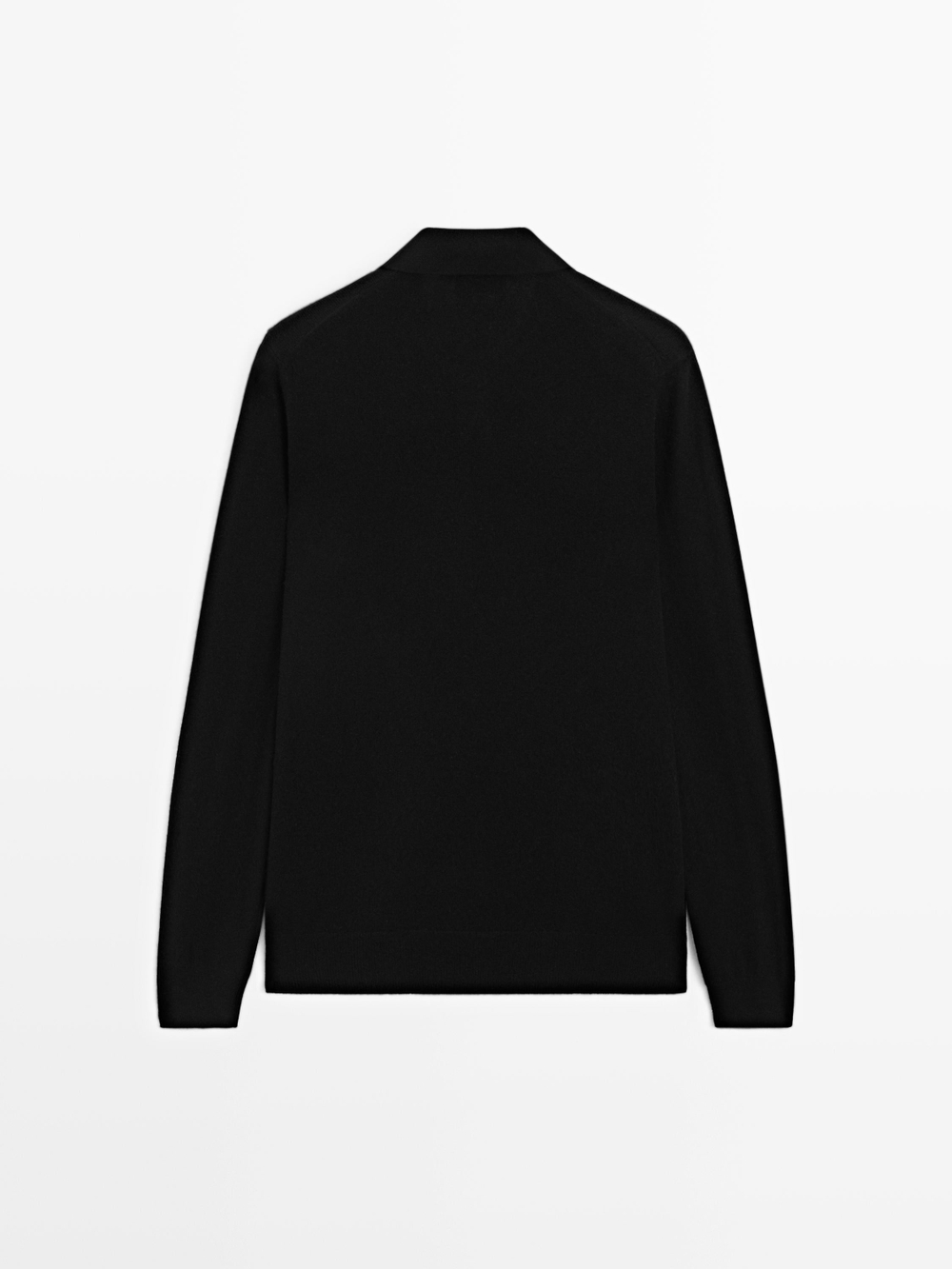 Massimo Dutti Свитер из смесовой шерсти с воротником поло, черный