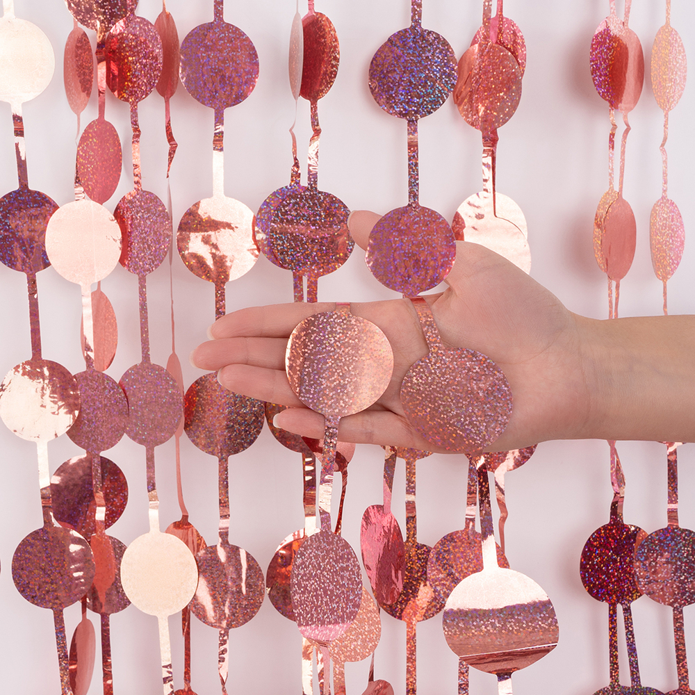 Занавес Круг, Лазерный, Розовое Золото, Голография, 100*200 см