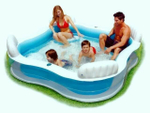 Бассейн надувной Intex 56475 Swim Center Family Lounge 229х229х66 см / Квадратный бассейн Интекс с сиденьями и спинками для дачи и отдыха