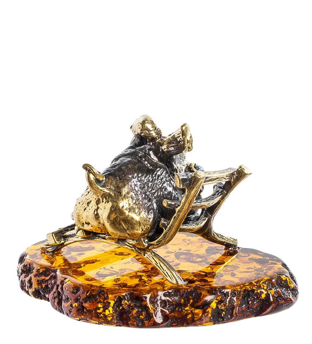Народные промыслы AM-1234 Фигурка «Хрюша на кушетке» (латунь, янтарь)