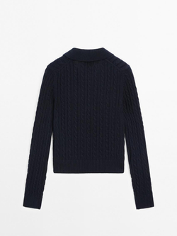 Massimo Dutti Свитер с воротником поло, темно-синий