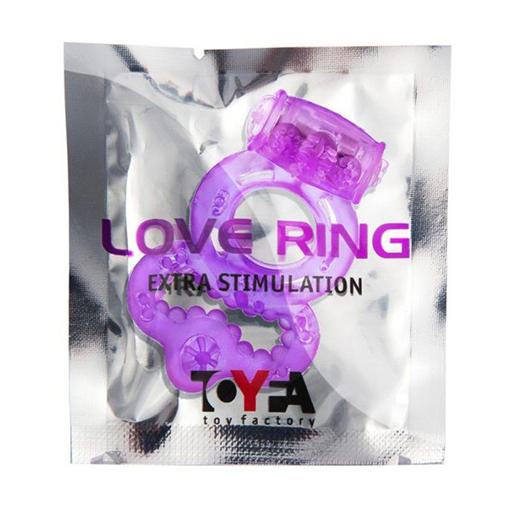 Фиолетовое эрекционное кольцо 2см с вибратором и подхватом ToyFa Basic 818037-4