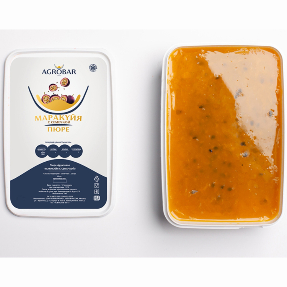 Пюре замороженное Маракуйя с семечкой «AGROBAR» 1 кг