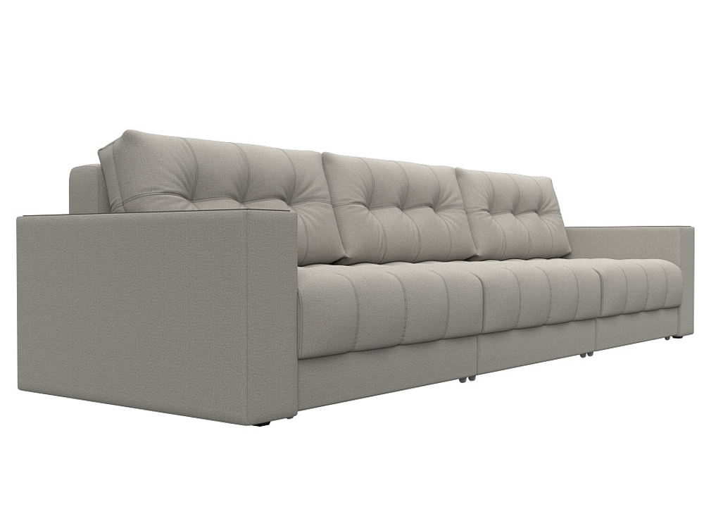 Диван прямой с декором Лига-049 НПБ Лонг, Амур 02 РОГОЖКА бежевый