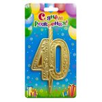 Свеча Цифра, 40 Изящный узор, Золото, 10 см, 1 шт.