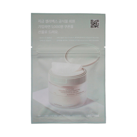 Celimax Пэды для лица успокаивающие с центеллой азиатской celimax Ji Woo Gae Cica BHA Blemish Toner 10Pad