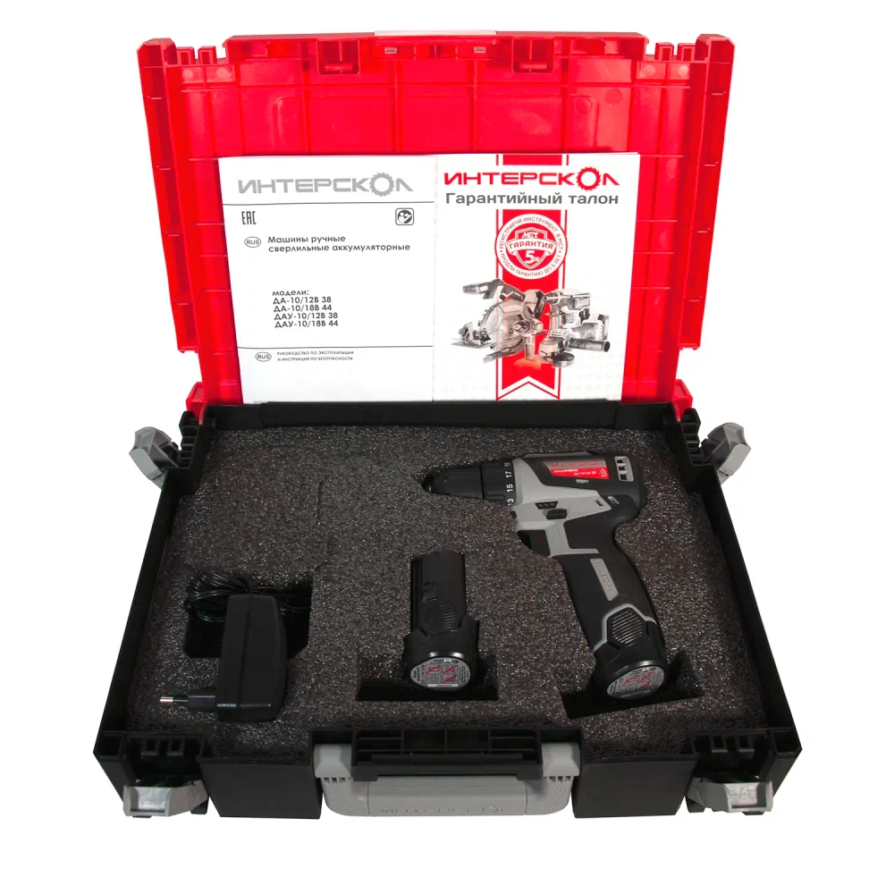 Бесщеточная профессиональная аккумуляторная дрель-шуруповерт ИНТЕРСКОЛ ДА-10/12В 38 МиниМАКС