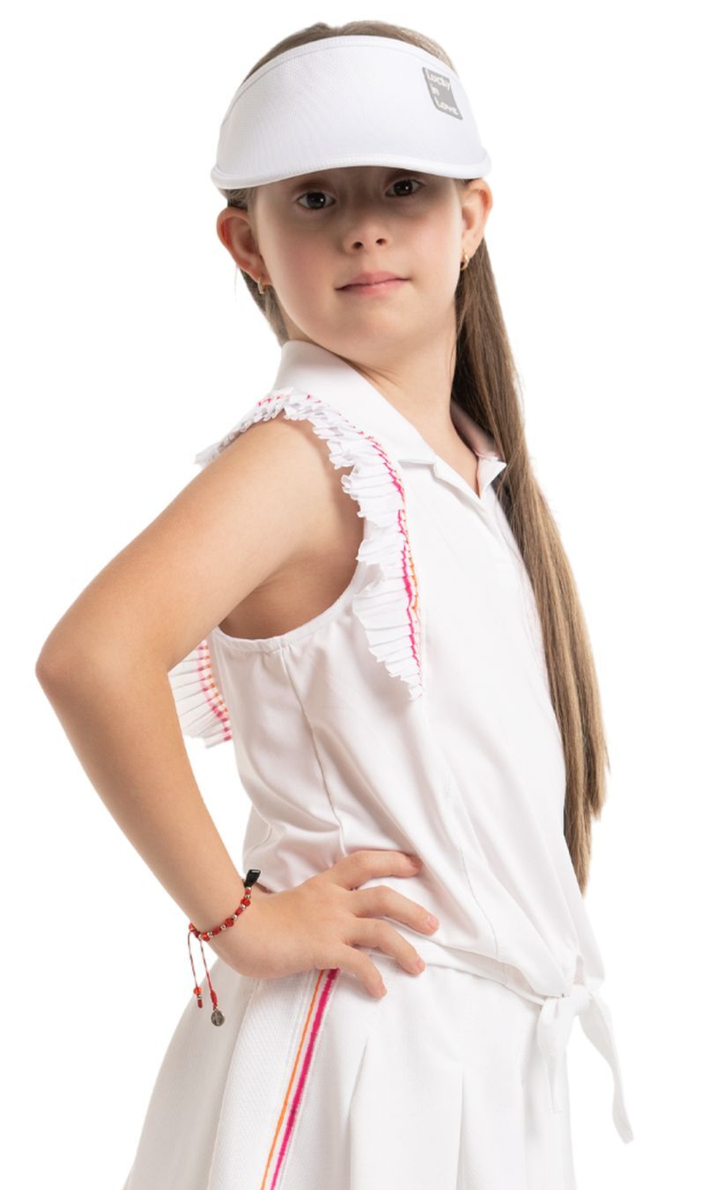 Футболка для девочки Lucky in Love Girls Shockin' Classic Stripes Tie Polo - White
