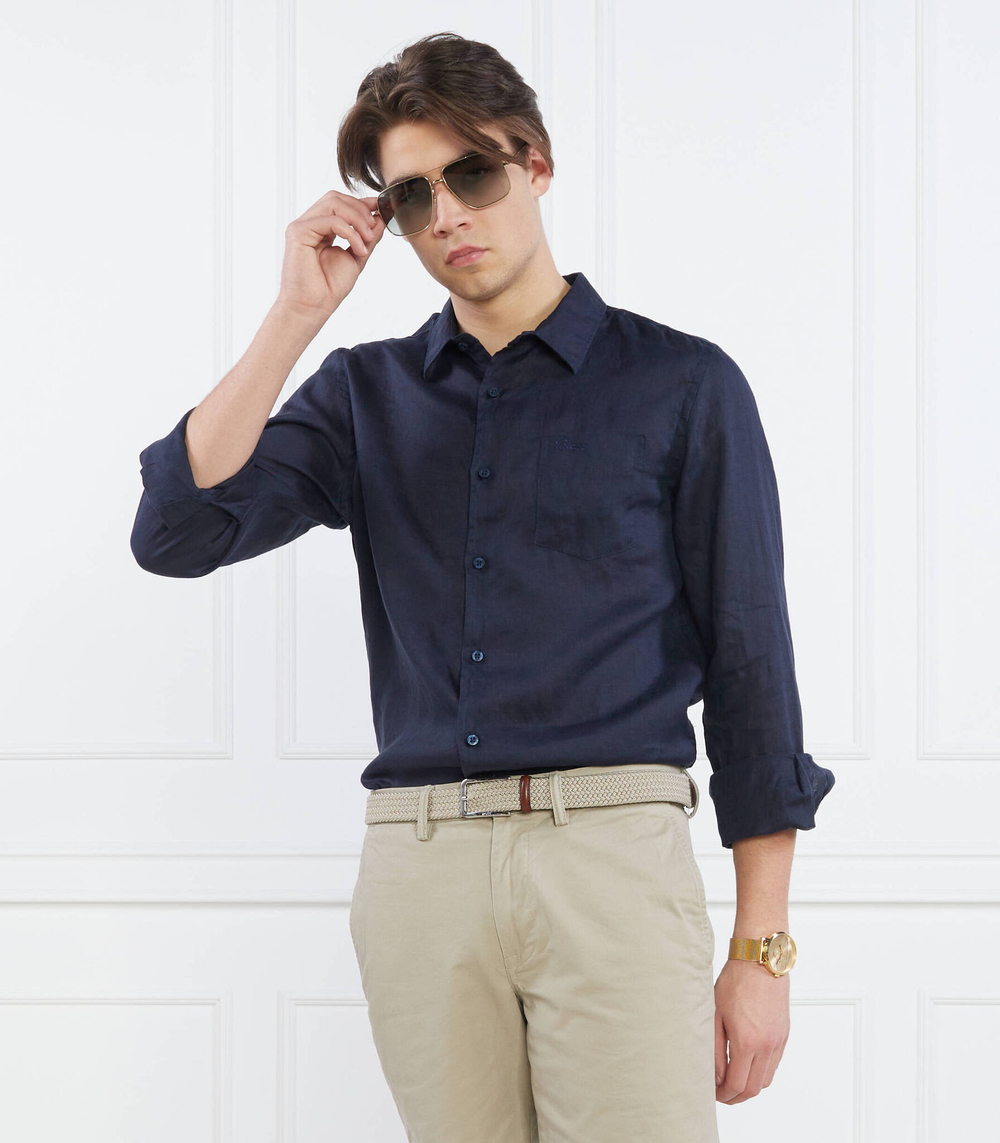 Льняная рубашка LS ISLAND GUESS - темно-синий (M2YH44 WERX0)