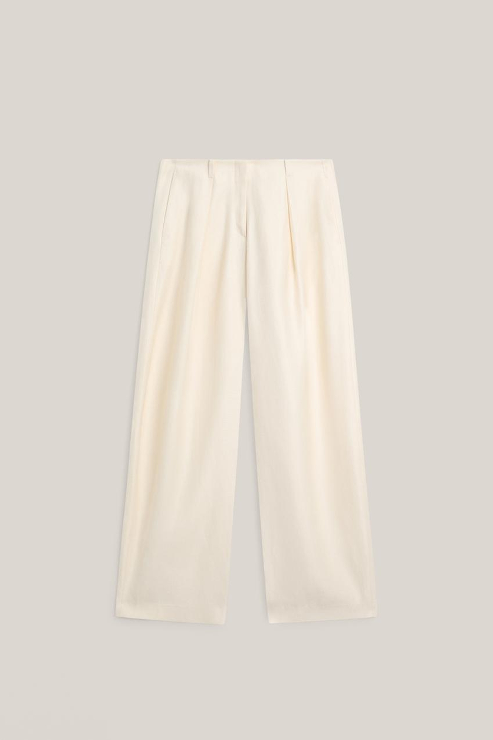 Massimo Dutti Широкие брюки со складками - Limited Edition, экрю