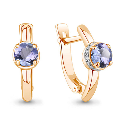 943029к Серьги из Золота с бриллиантами, танзанитами