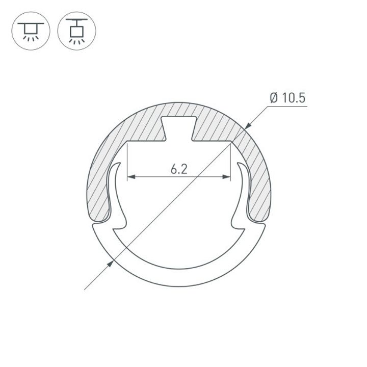 Профиль Arlight Round-D10.5-2000 Anod Black 033036