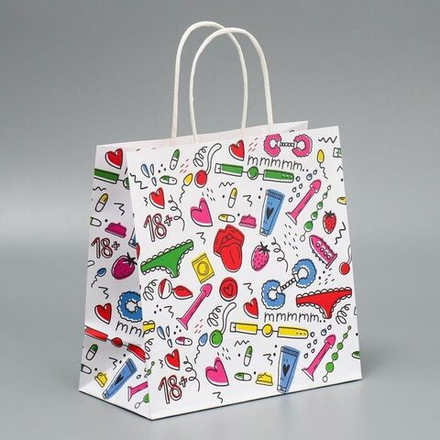 Подарочный крафтовый пакет «18» - 22×22×11 см.