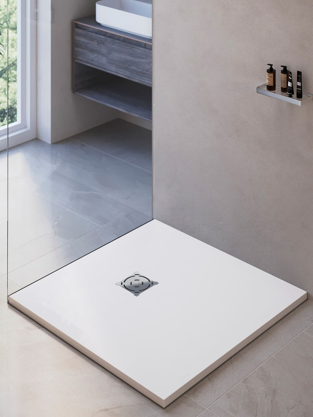 Душевой поддон квадратный RGW ST-W Белый (900x900)