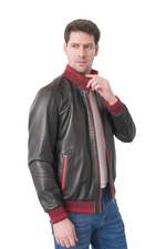 KHIMEONE Мужская кожаная демисезонная куртка (натуральная кожа, овчина)