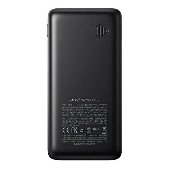 Внешний аккумулятор INIU B63 Portable Charger Power Bank 25000mAh 100W (B63) Black