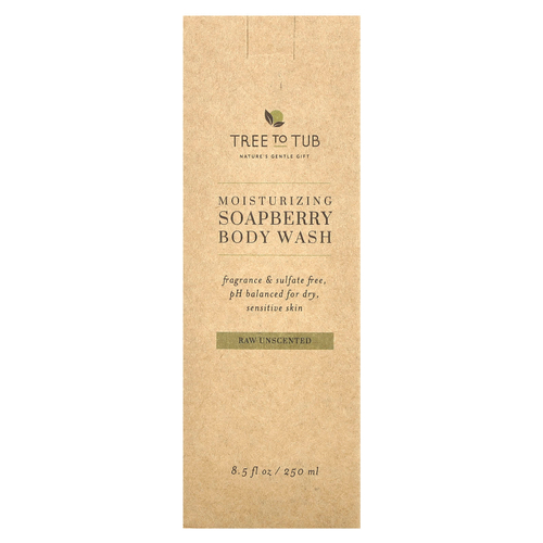 Tree To Tub, увлажняющий гель для душа с мыльным деревом, необработанный, без запаха, 250 мл (8,5 жидк. унции)