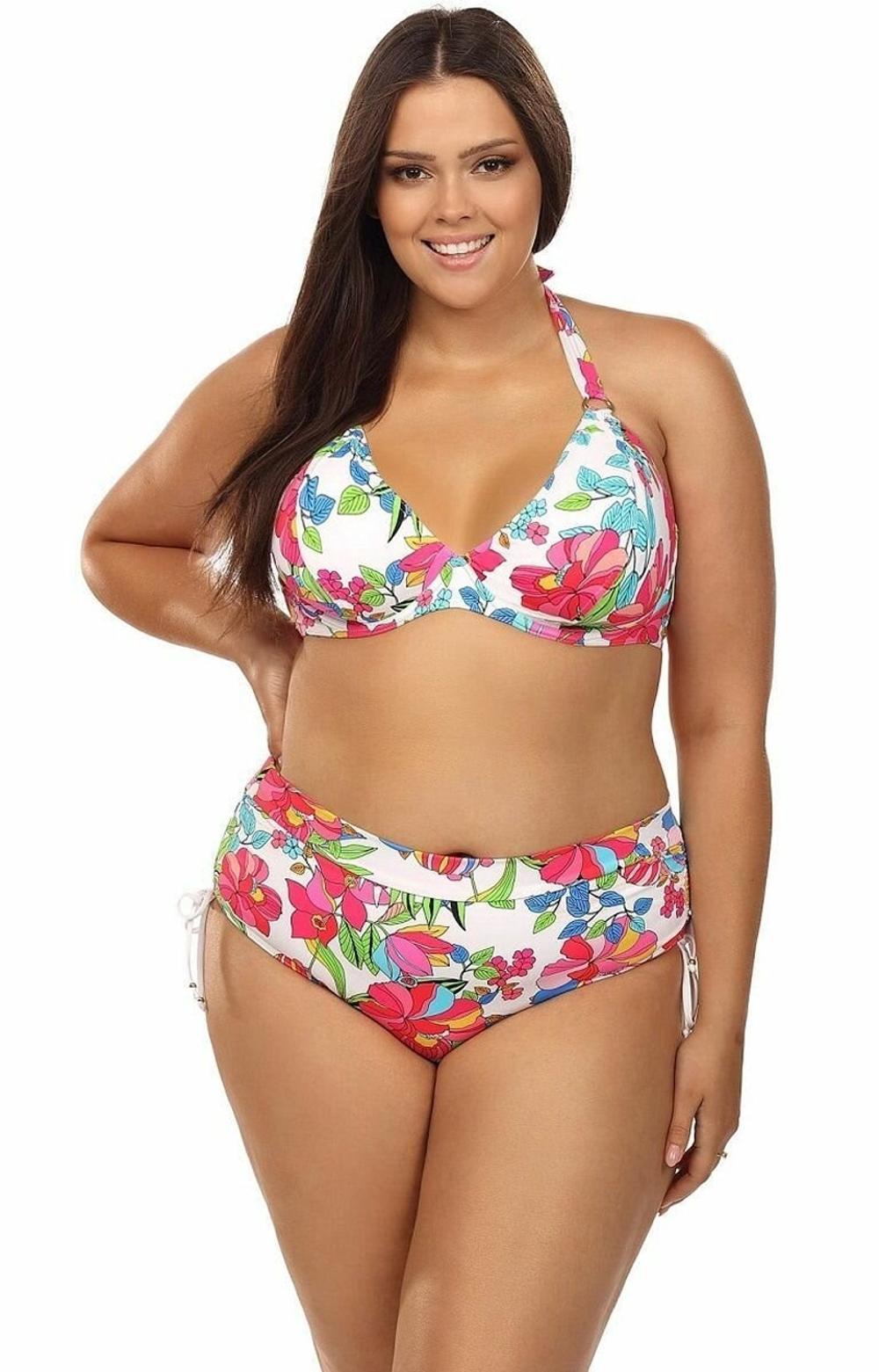 Купальник plus size с ярким цветочным принтом (Размер: 85C/42) (Цвет: разноцветный)