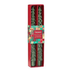 Набор из двух свечей зеленого цвета из коллекции New Year Essential, 25 см