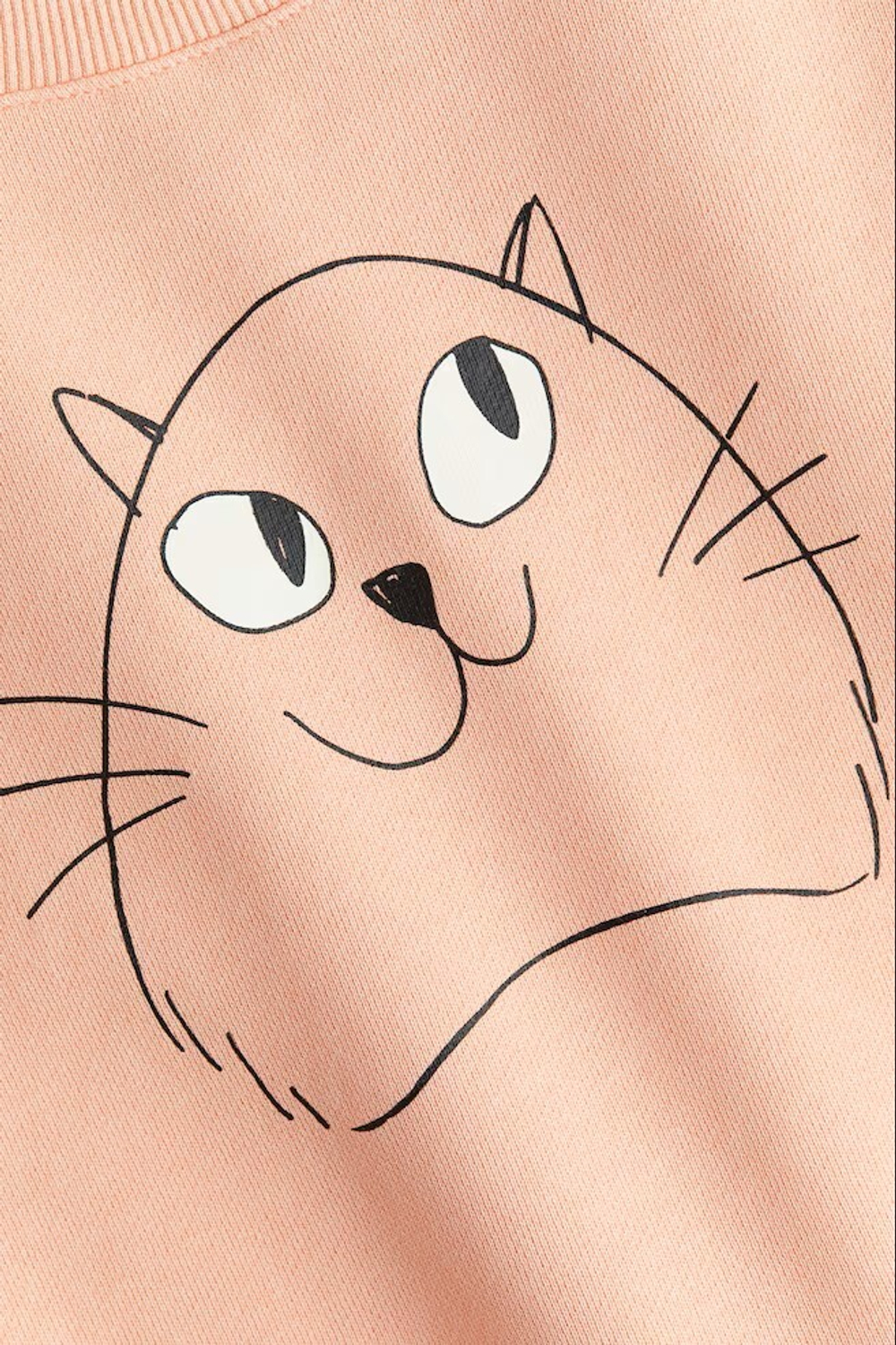 H&M Толстовка с круглым вырезом и принтом, персиковый