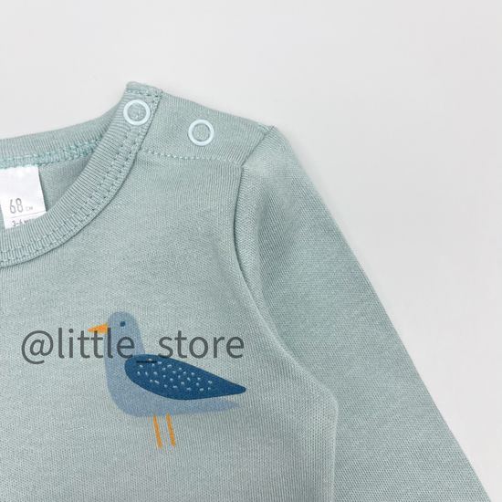 Боди хлопковое "Облака" серо-голубое