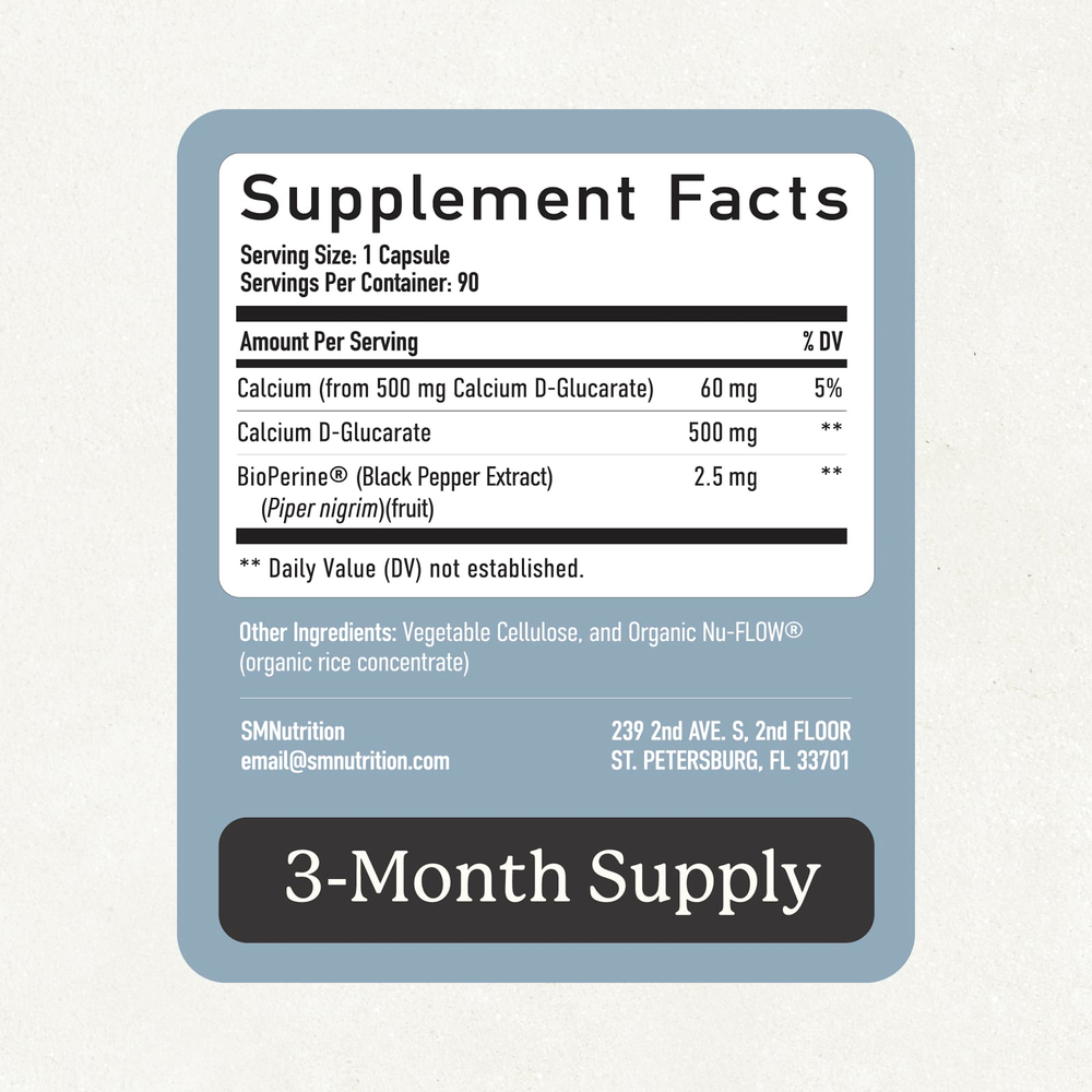 SMNutrition, D-глюкарат кальция и BioPerine®, 90 капсул