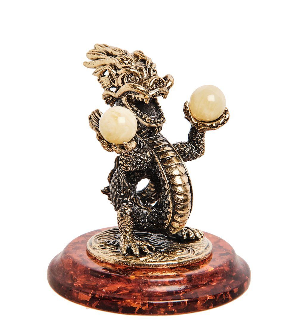 Народные промыслы AM-2715 Фигурка «Дракон Китай» (латунь, янтарь)