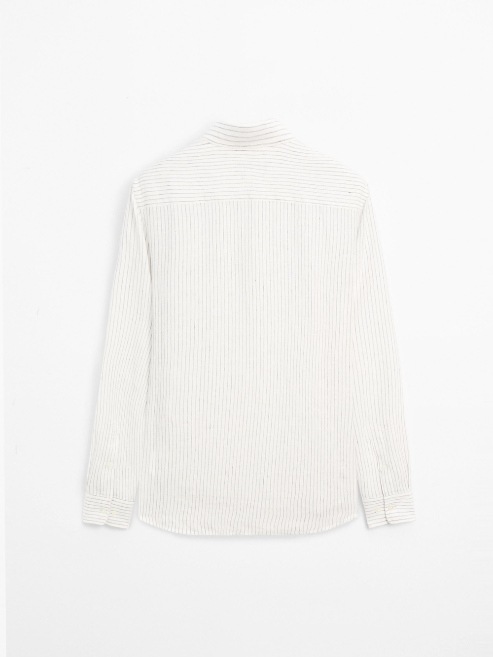 Massimo Dutti Полосатая льняная рубашка приталенного кроя, белый