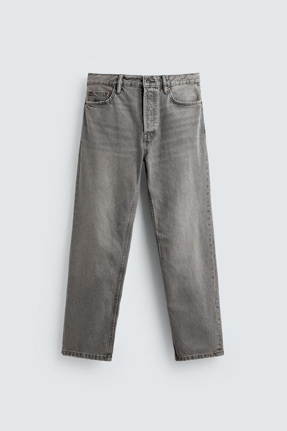ZARA ДЖИНСЫ STRAIGHT FIT, СЕРЫЙ