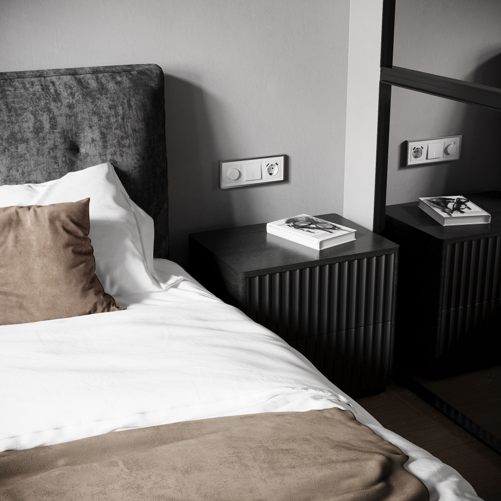 Выключатель одноклавишный с подсветкой (белый матовый)