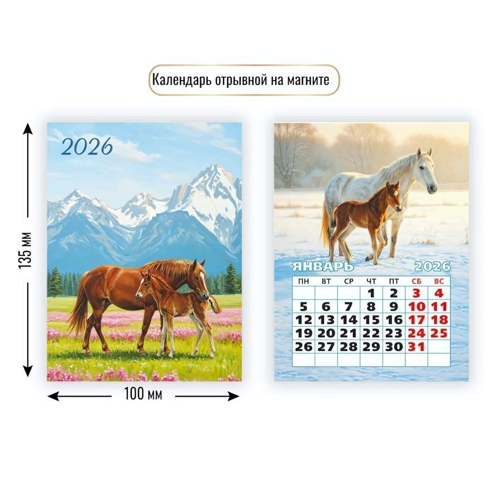 Календарь отрывной на магните 2026 символ года 9476 (Квадра)