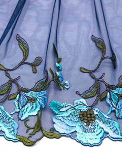 05-104 Вышивка на эл. сетке 20 см, т.синий/голубой (левая)