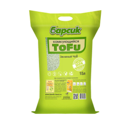 Наполнитель биоразлагаемый для кошачьего туалета Барсик ToFu ЗЕЛЕНЫЙ ЧАЙ, соевый комкующийся 2,3 кг/4,54 л