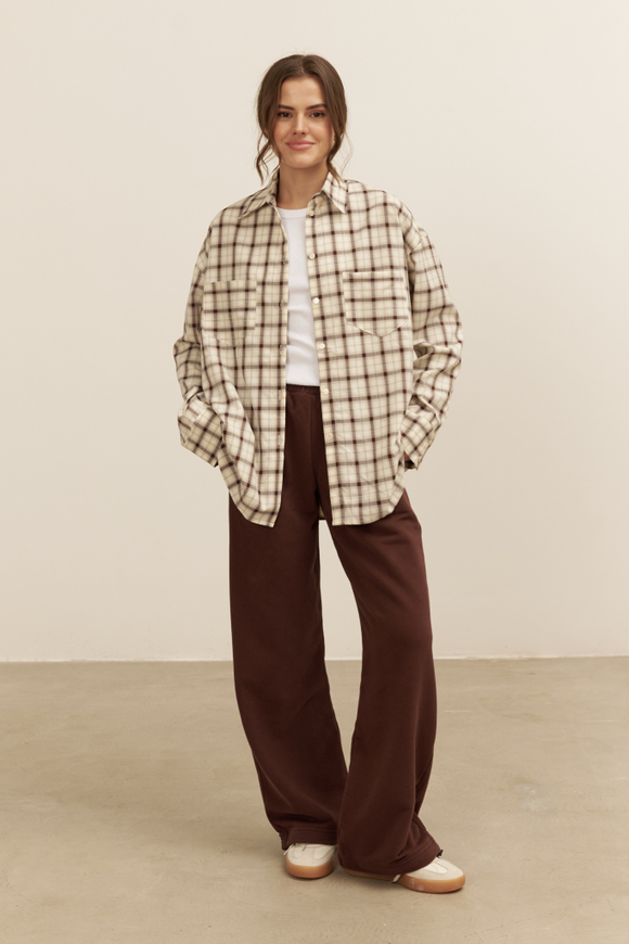 Рубашка 07, бежево-коричневая