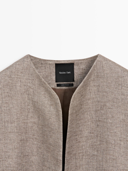 Massimo Dutti Короткая куртка из смесового льна, кротово-коричневый