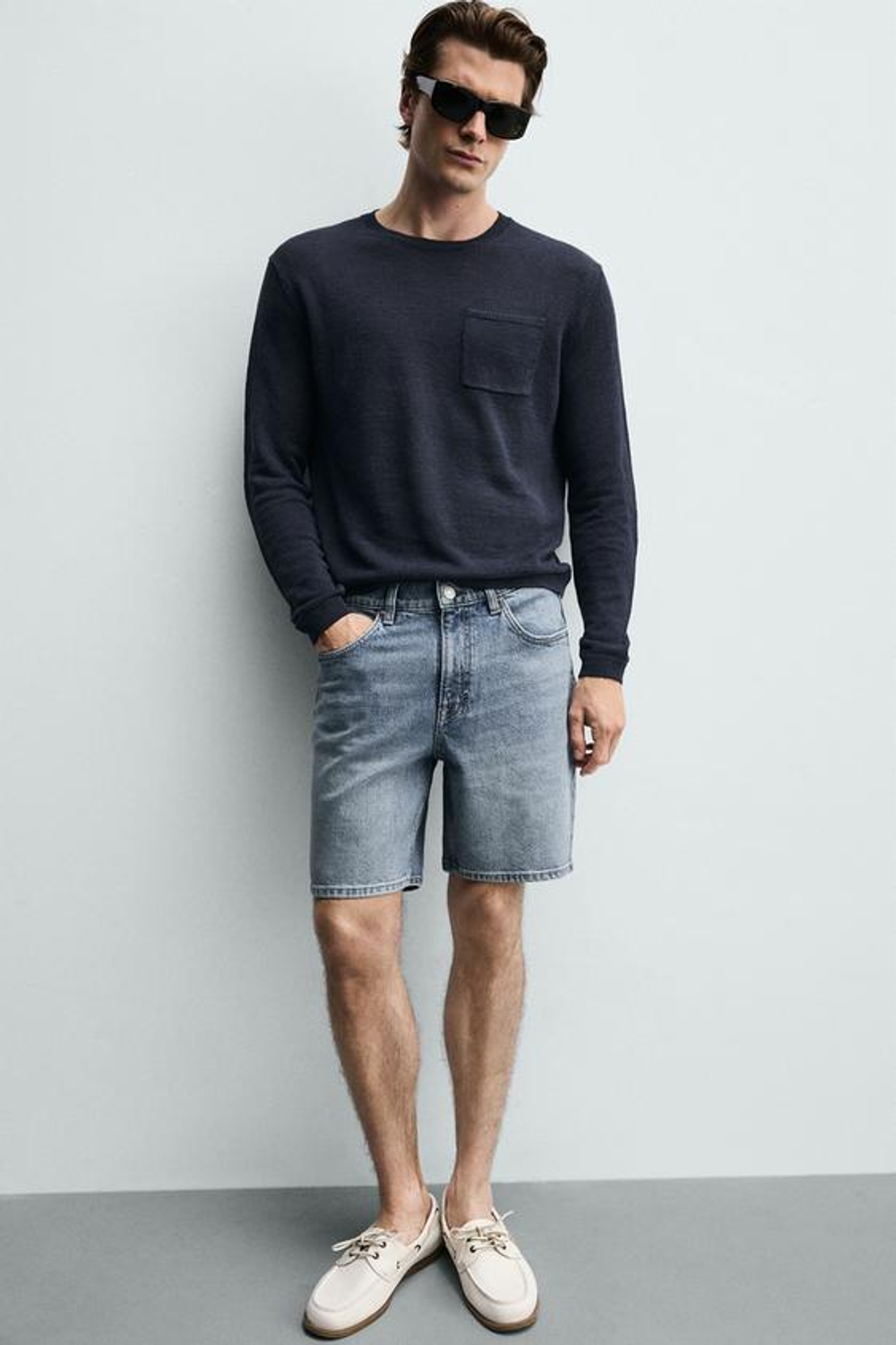 ZARA ДЖИНСОВЫЕ ШОРТЫ REGULAR FIT, ВЫЦВЕТШИЙ СИНИЙ