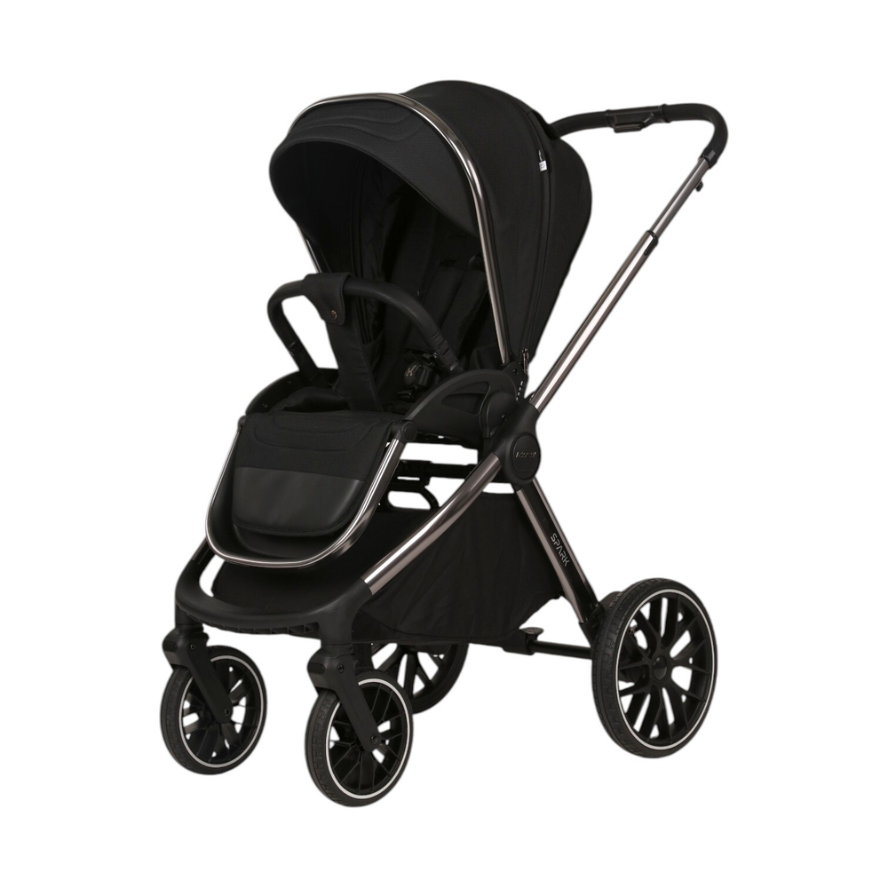 Детская универсальная коляска Adamex Spark SE 2в1 - Carbon Onyx (Черная ткань, хром. рама)