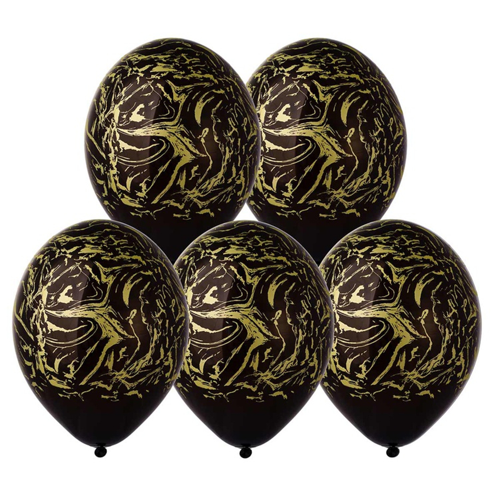 Шар латексный 35см Мрамор (Черный)