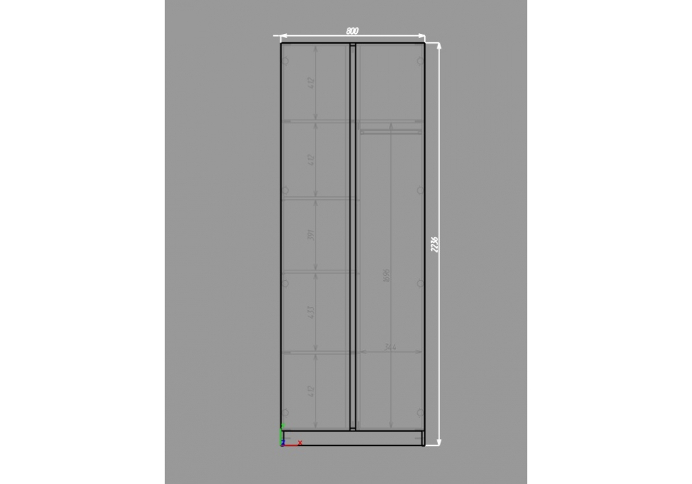 Шкаф WoodVille Кассий 02 2-х ств кашемир