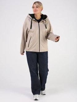 Кожаная куртка демисезонная с капюшоном короткая