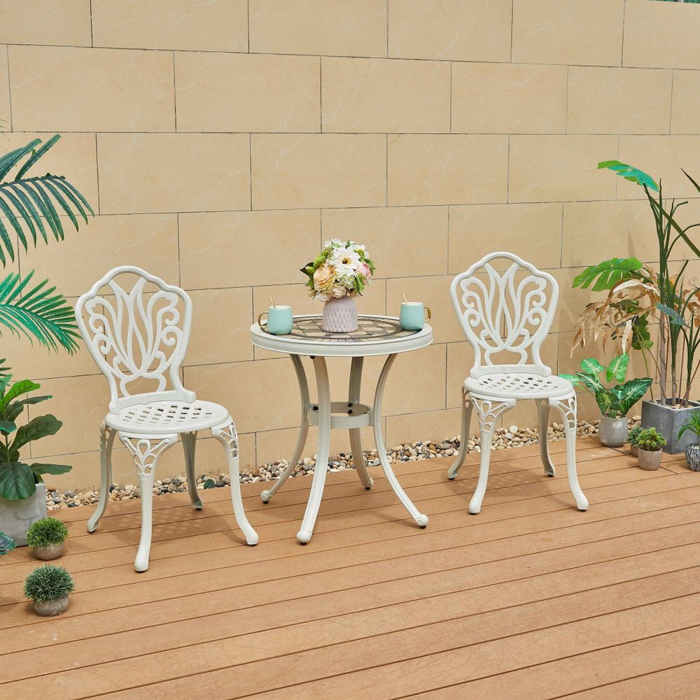 Стол круглый из литого алюминия с керамикой КЕРАМИК «CERAMIC» D60х66 — White
