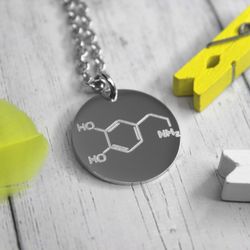 Кулон подвеска с гравировкой формулы дофамина на заказ