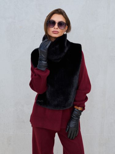 Черная манишка из эко-меха с завязками