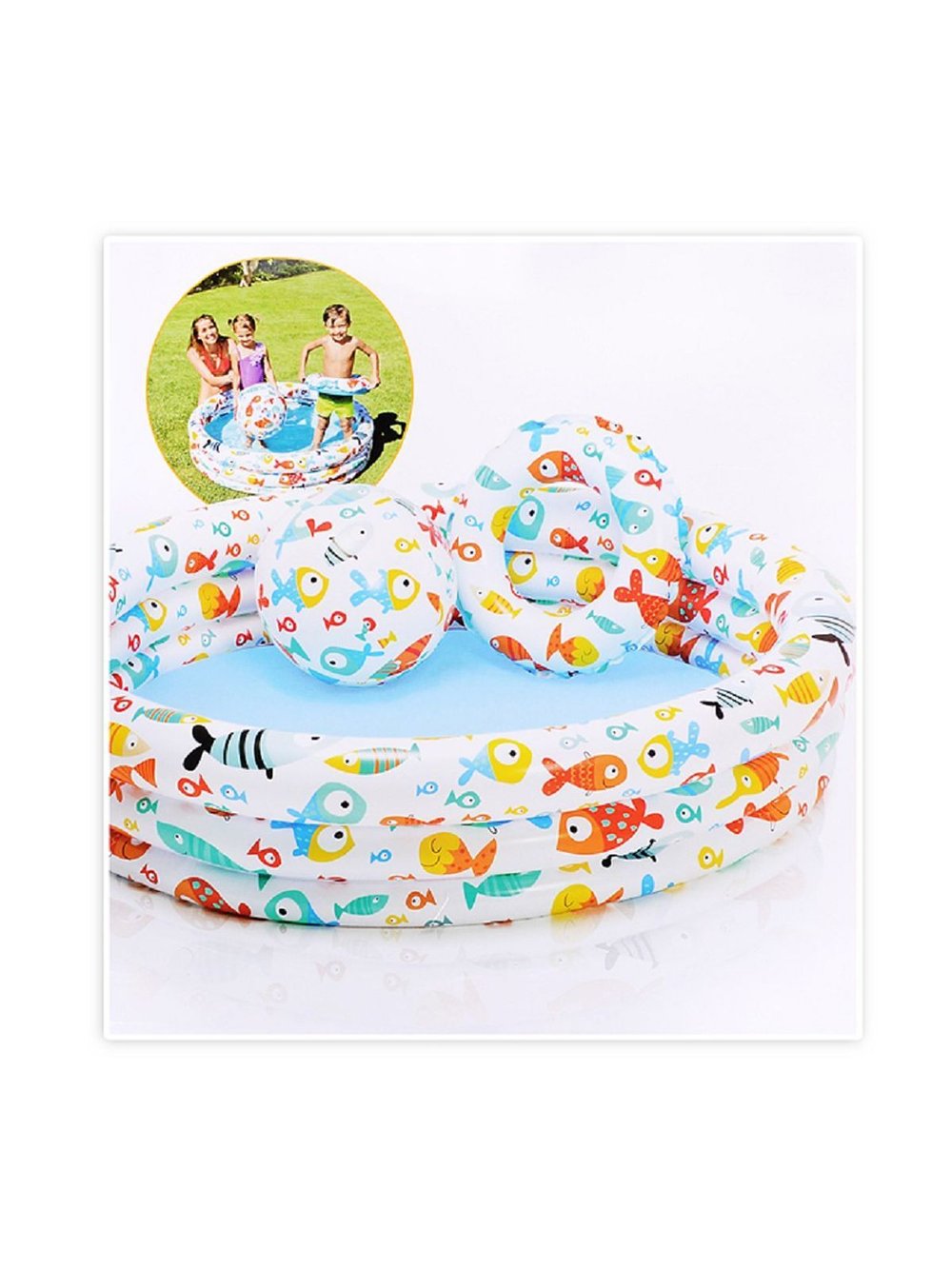 Бассейн надувной «Ананасы», кругом и мячом, 132 х 28 см, от 2 лет, (59469NP) INTEX