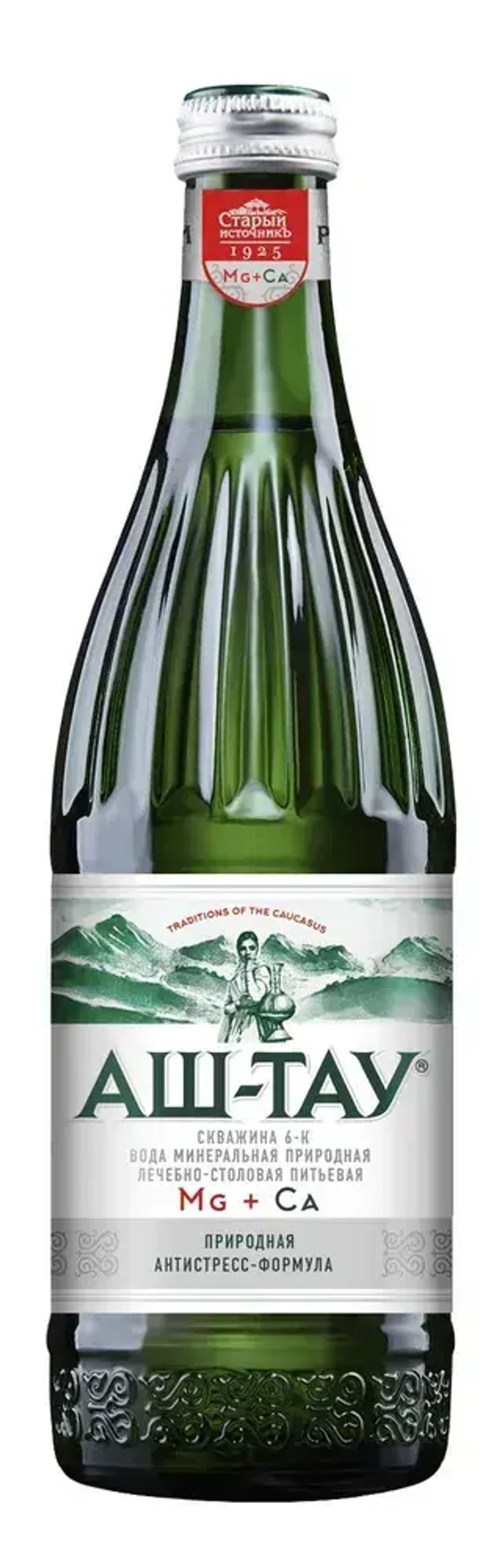 Вода газированная Аш-Тау минеральная лечебно-столовая в стекле, 0,5 л