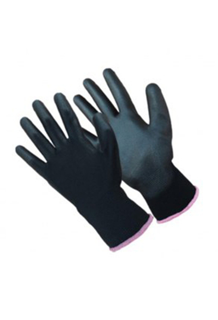Перчатки нейлоновые черного цвета с полиуретановым покрытием