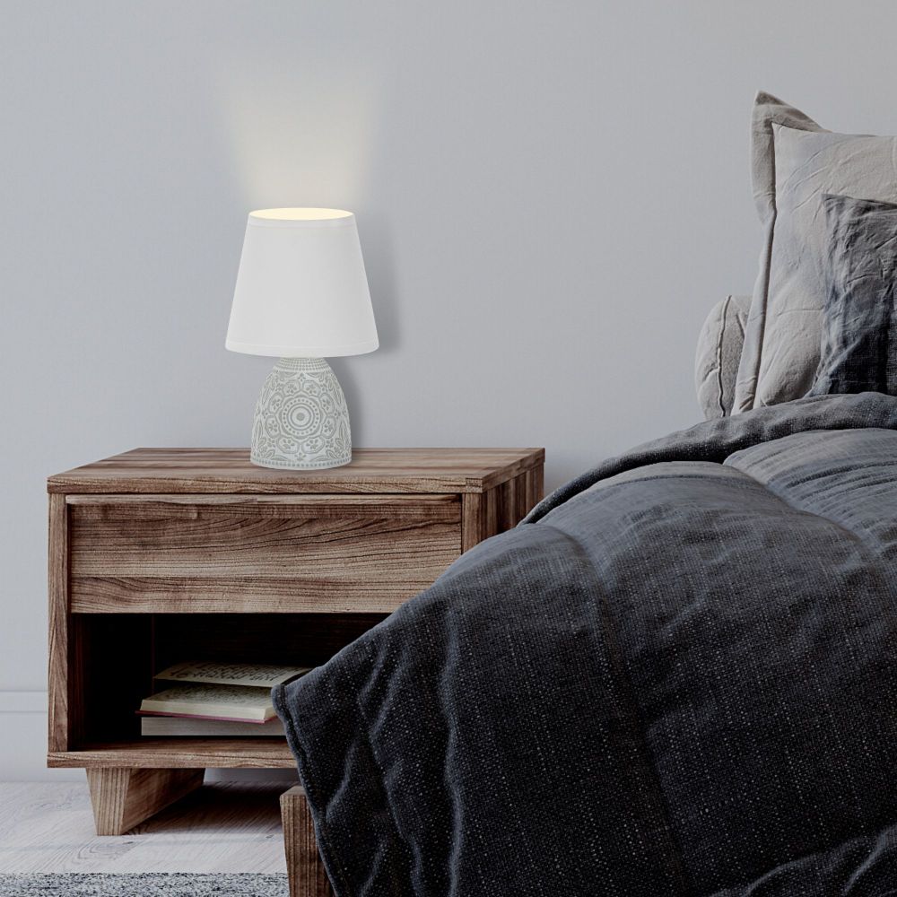 UML-B301 E14 LIGHT GREY Светильник настольный декоративный под лампу Е14. 40W. Механический выключатель. Светло-серый. ТМ Uniel